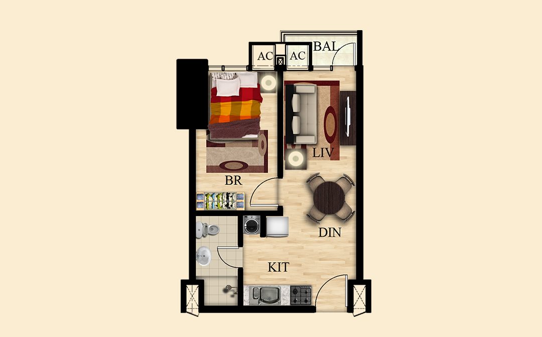 1 Bedroom Unit (Tower 2)
